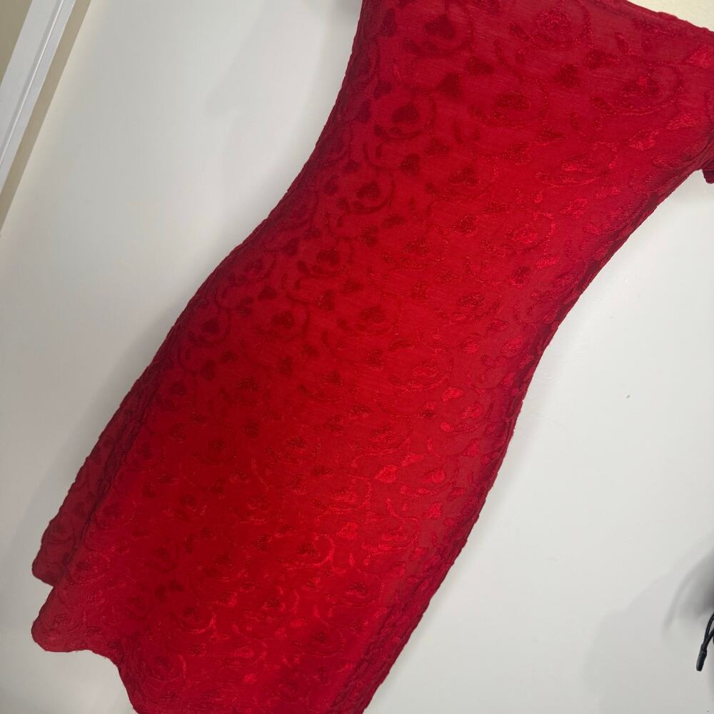 VINTAGE | ALL THAT JAZZ Hearts Babydoll Grunge Cherry Red Mini Dress - Picture 5 of 7
